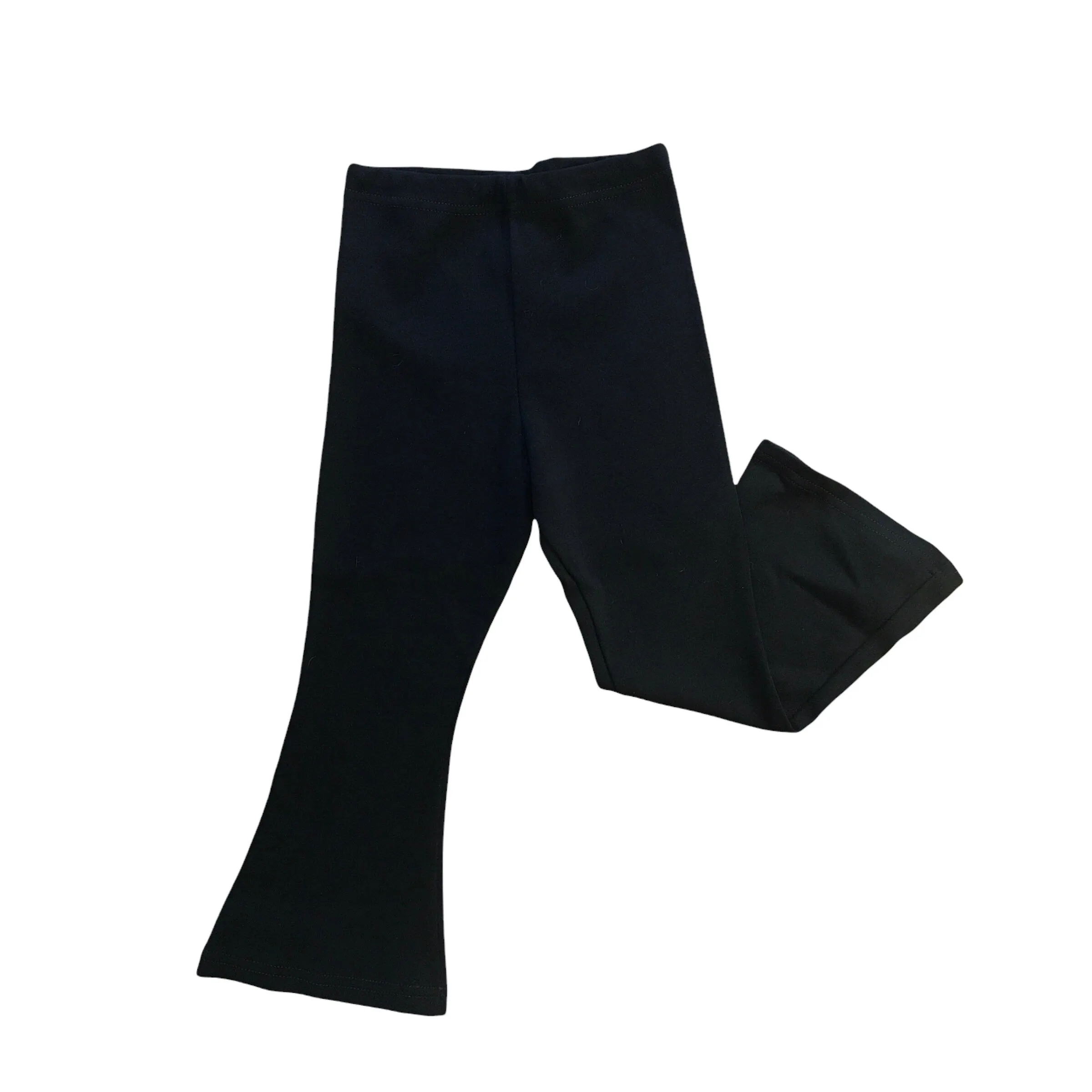 1970's Black Nylon Flare Leggings / 4-5Y