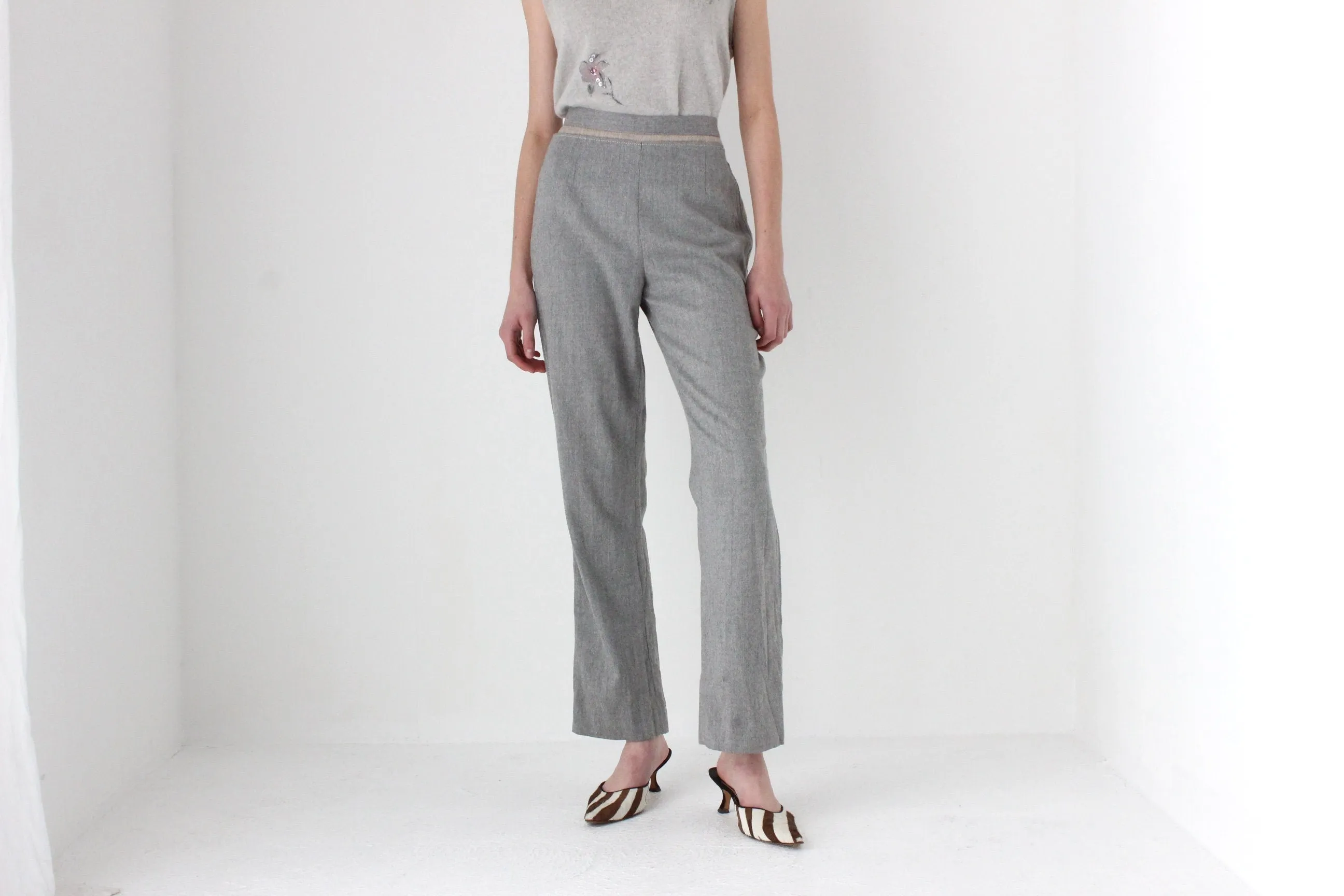 90s Moschino Grey Virgin Wool Trousers