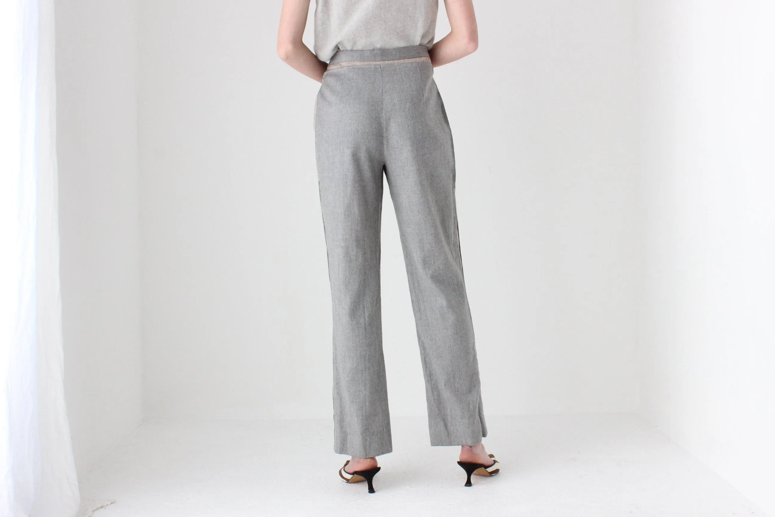 90s Moschino Grey Virgin Wool Trousers