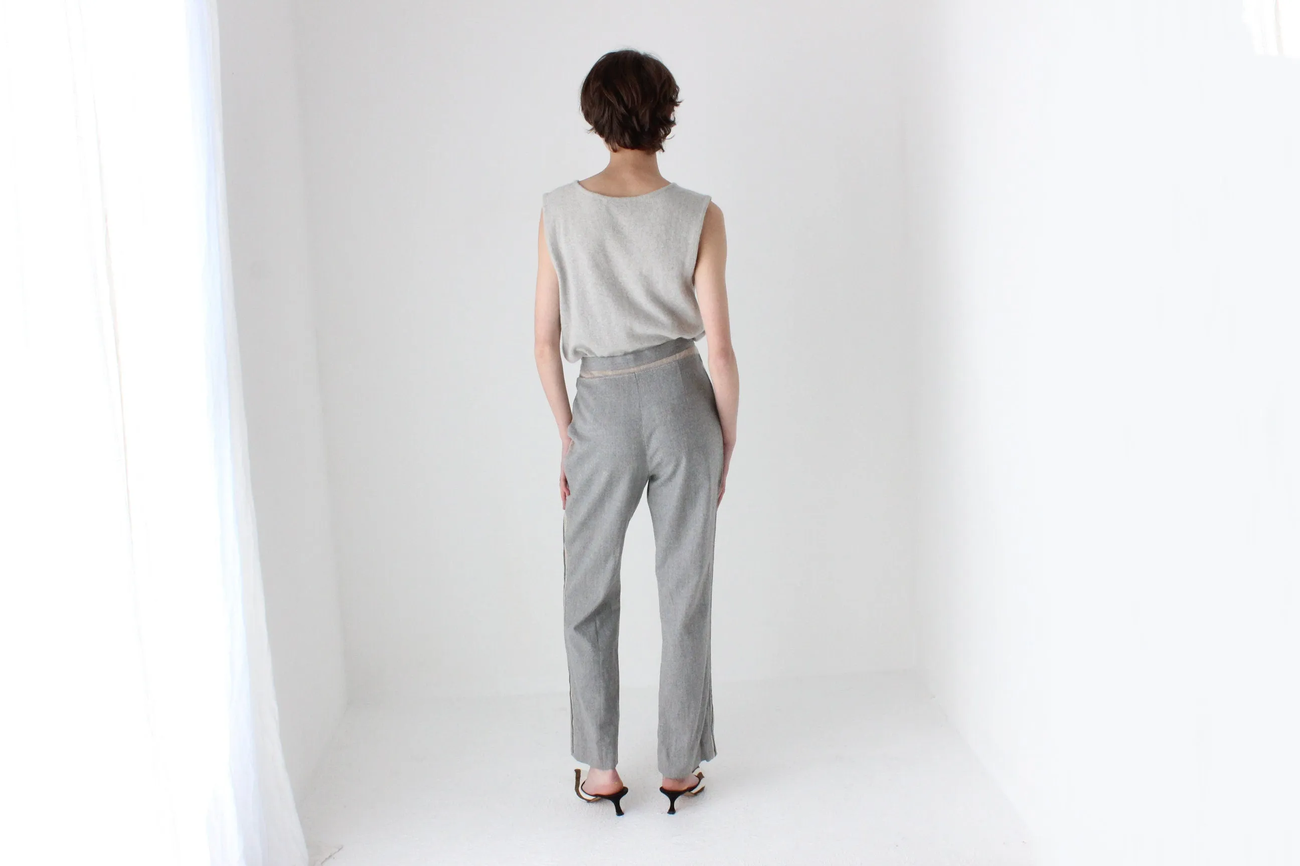 90s Moschino Grey Virgin Wool Trousers