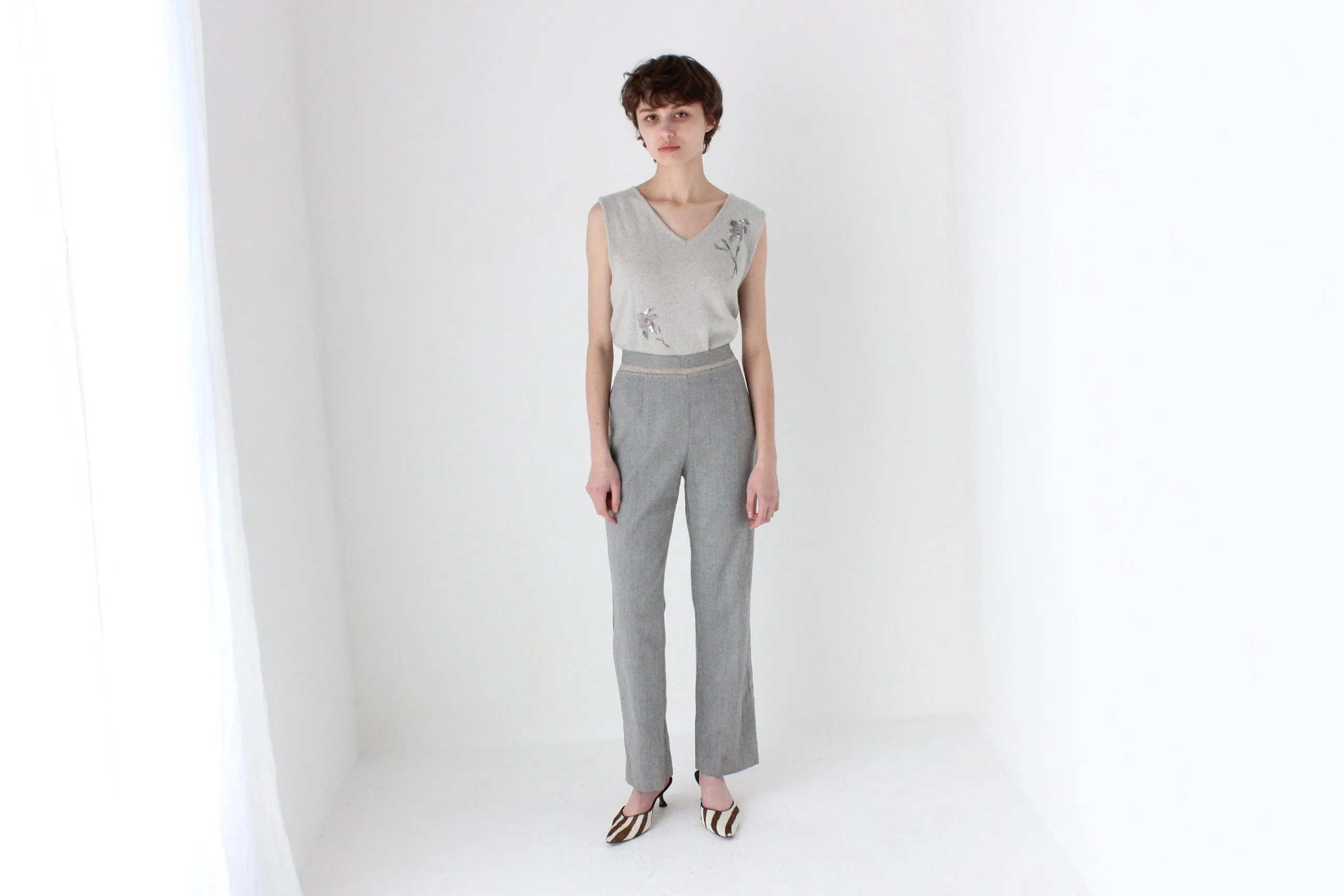 90s Moschino Grey Virgin Wool Trousers