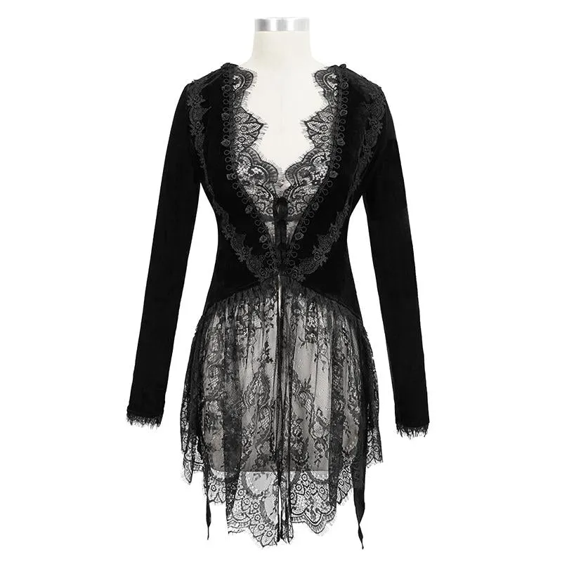 'A Season in Hell' Gothic Blazer with Waterfall Mesh Hem