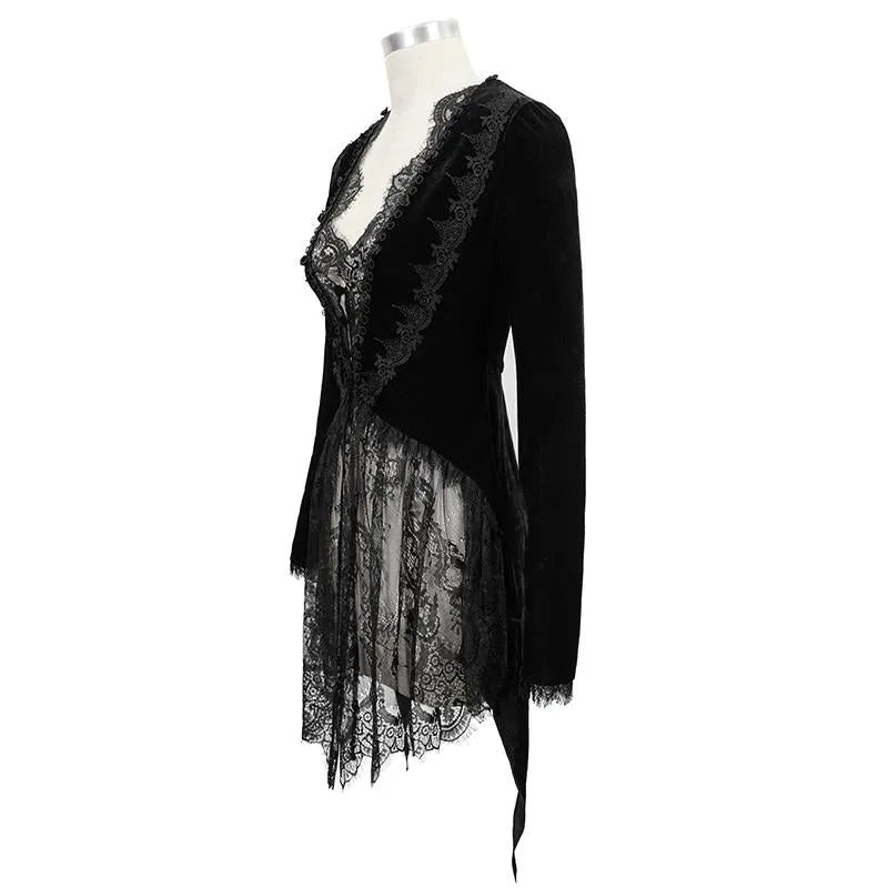 'A Season in Hell' Gothic Blazer with Waterfall Mesh Hem