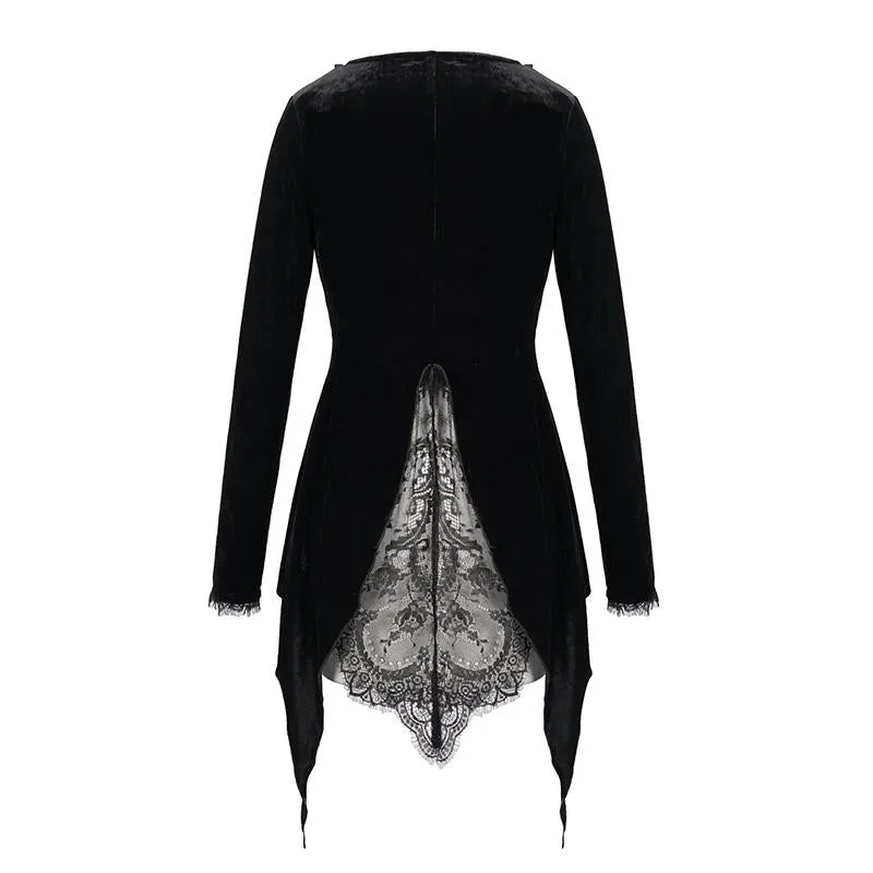 'A Season in Hell' Gothic Blazer with Waterfall Mesh Hem