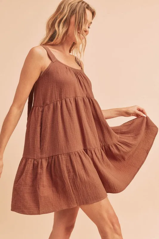 Aemi Co Tiered Mini Cami Dress with Pockets