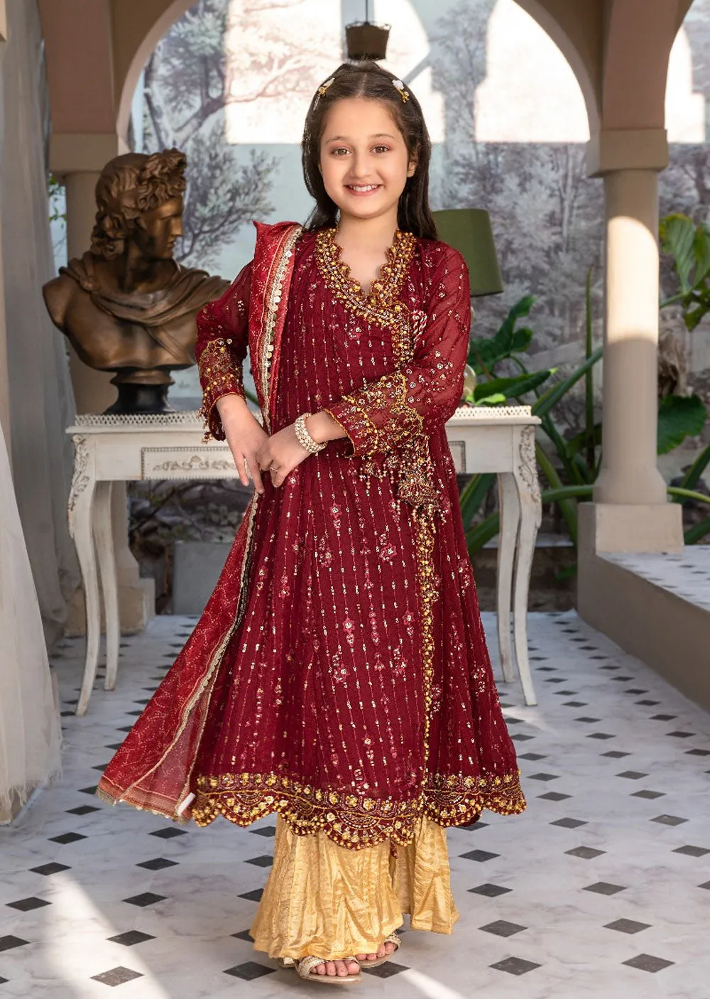 AL-3860 Readymade Maroon Ally's Dress Mummy and Me