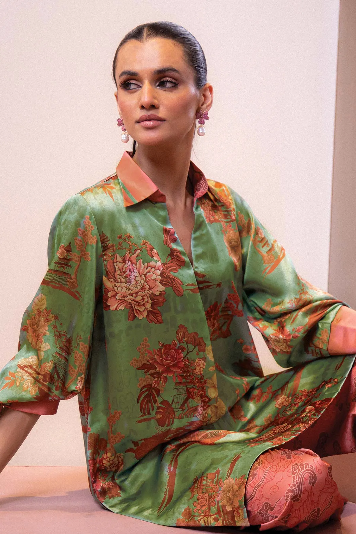 AlKaram Silkworks Silk Collection – SK-11B-23-CORAL | 2 Piece