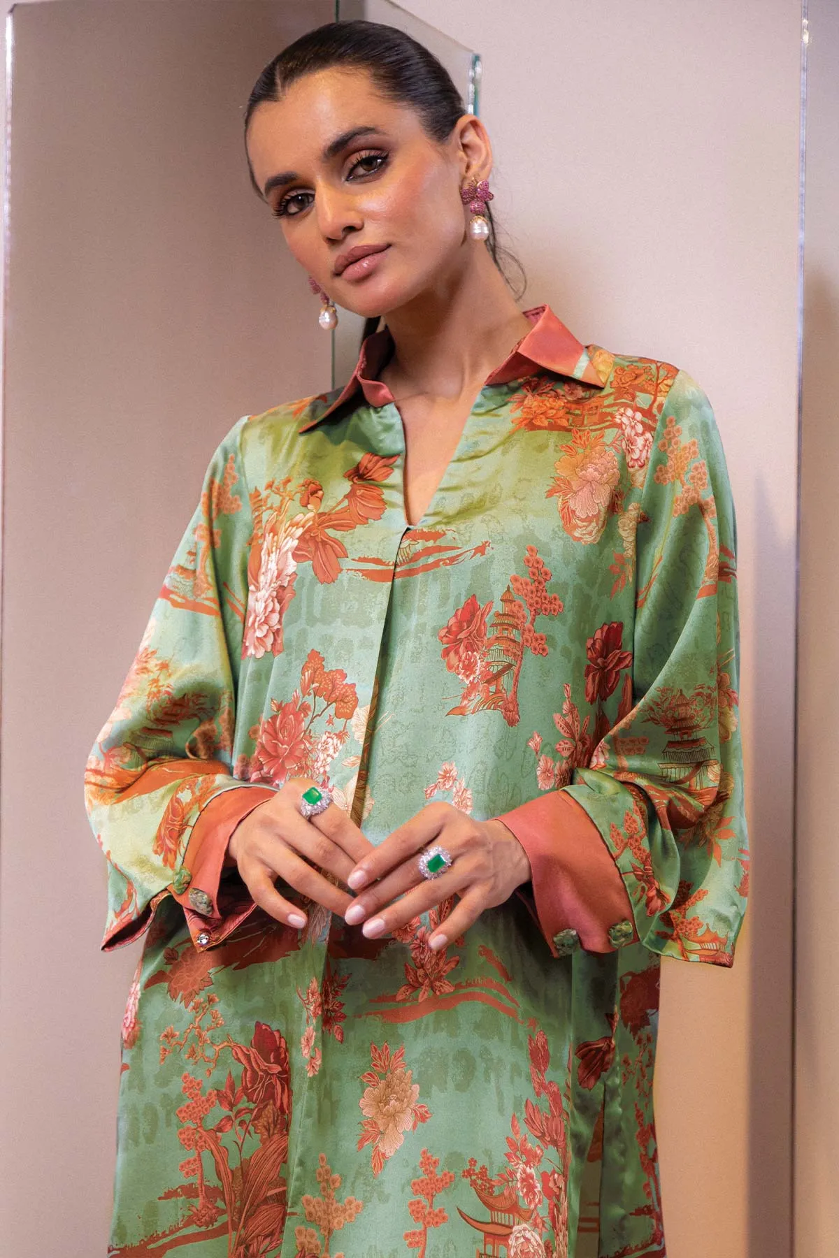AlKaram Silkworks Silk Collection – SK-11B-23-CORAL | 2 Piece