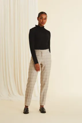 Amalia Plaid Wool Pants Plaid Grey