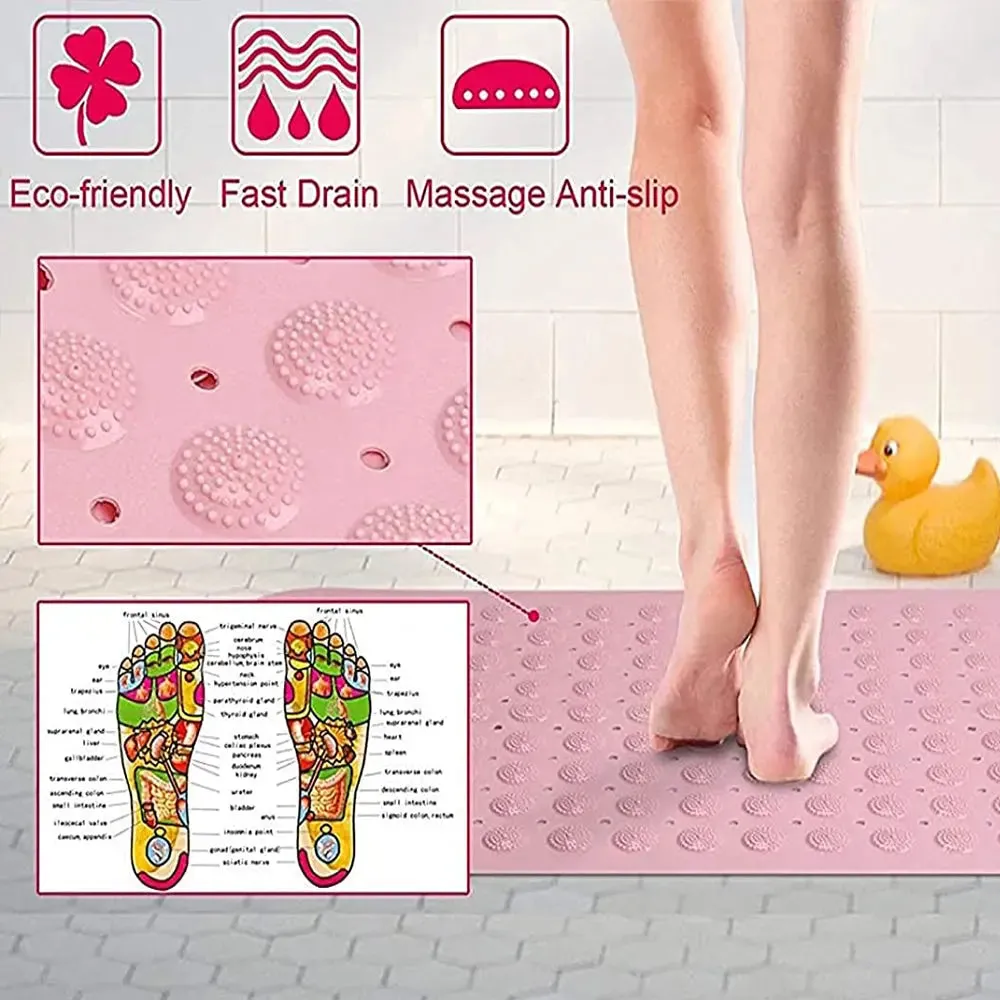 Anti Skid Shower Bath Mats - Pink Color (88*58cm) Accu-Pebble,anti skid shower mats