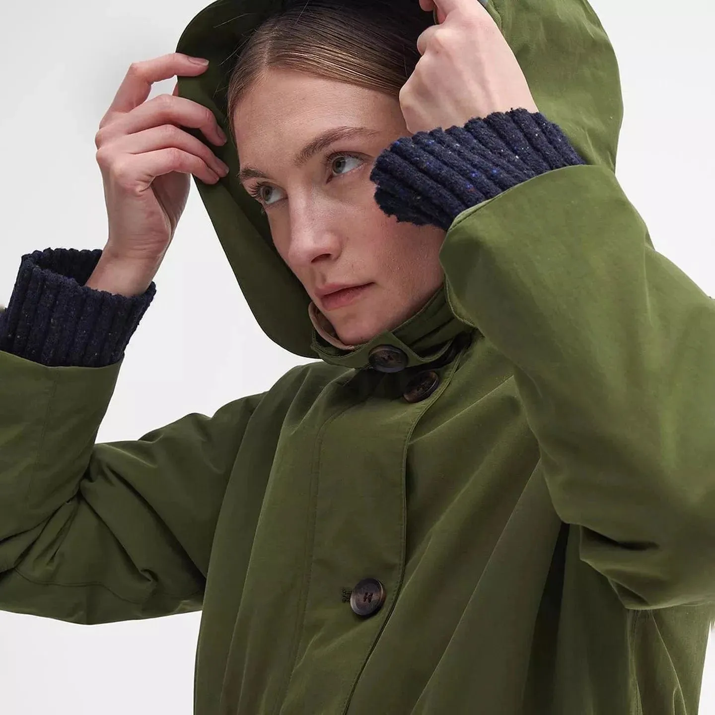 Barbour Women's Iris Waterproof Jacket In Moss/Sand/Pastel Pink