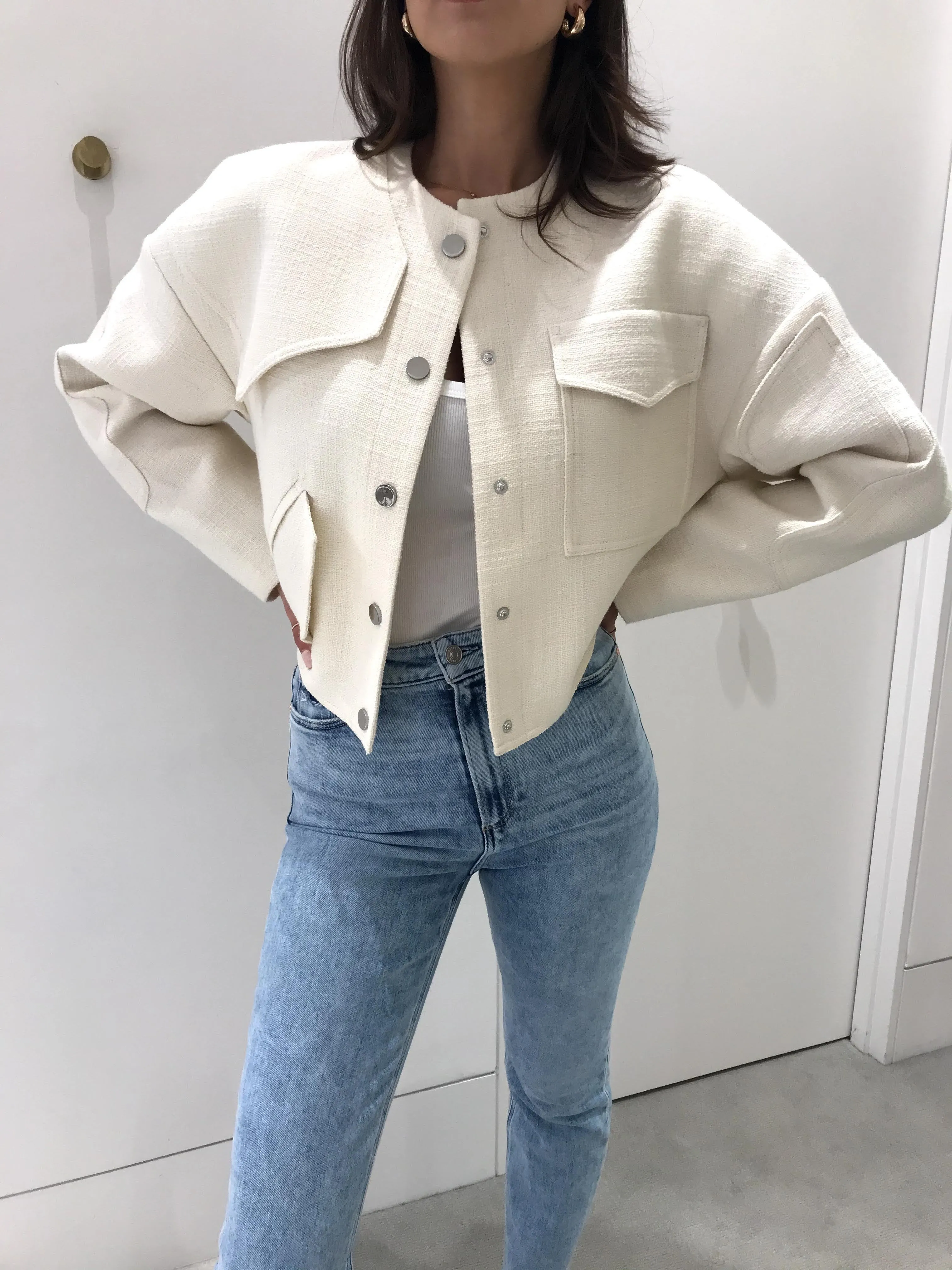 Basket Weave Cropped  Jacket