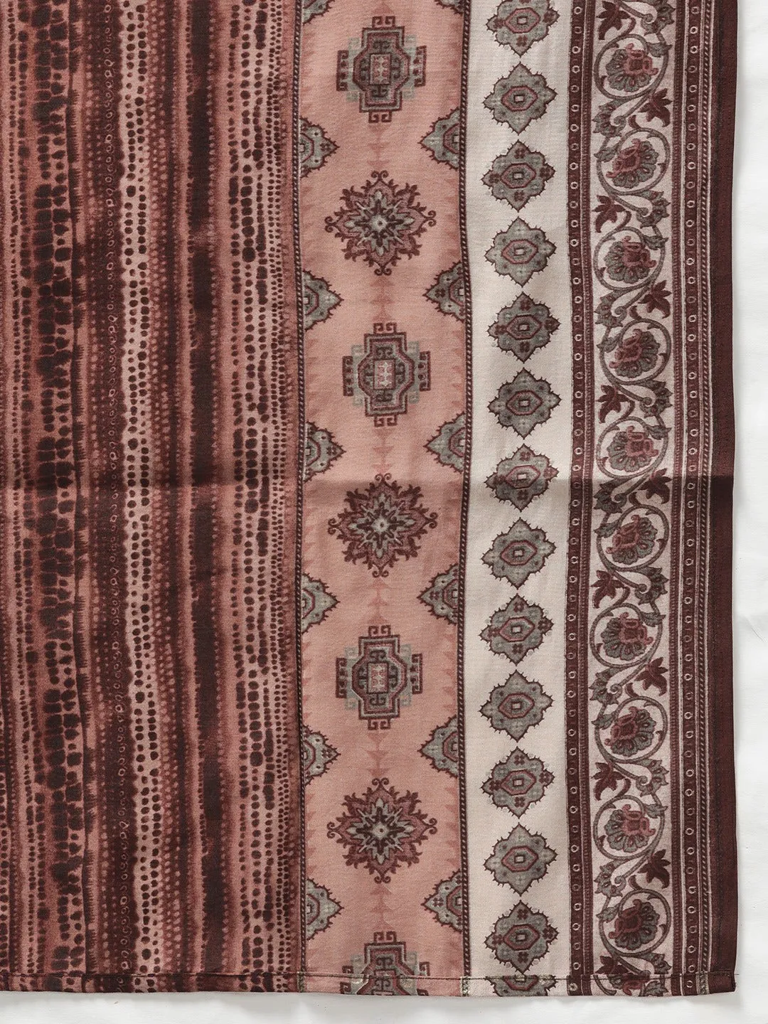 Beige Ethnic Motifs Printed Straight Shape Dupatta Set