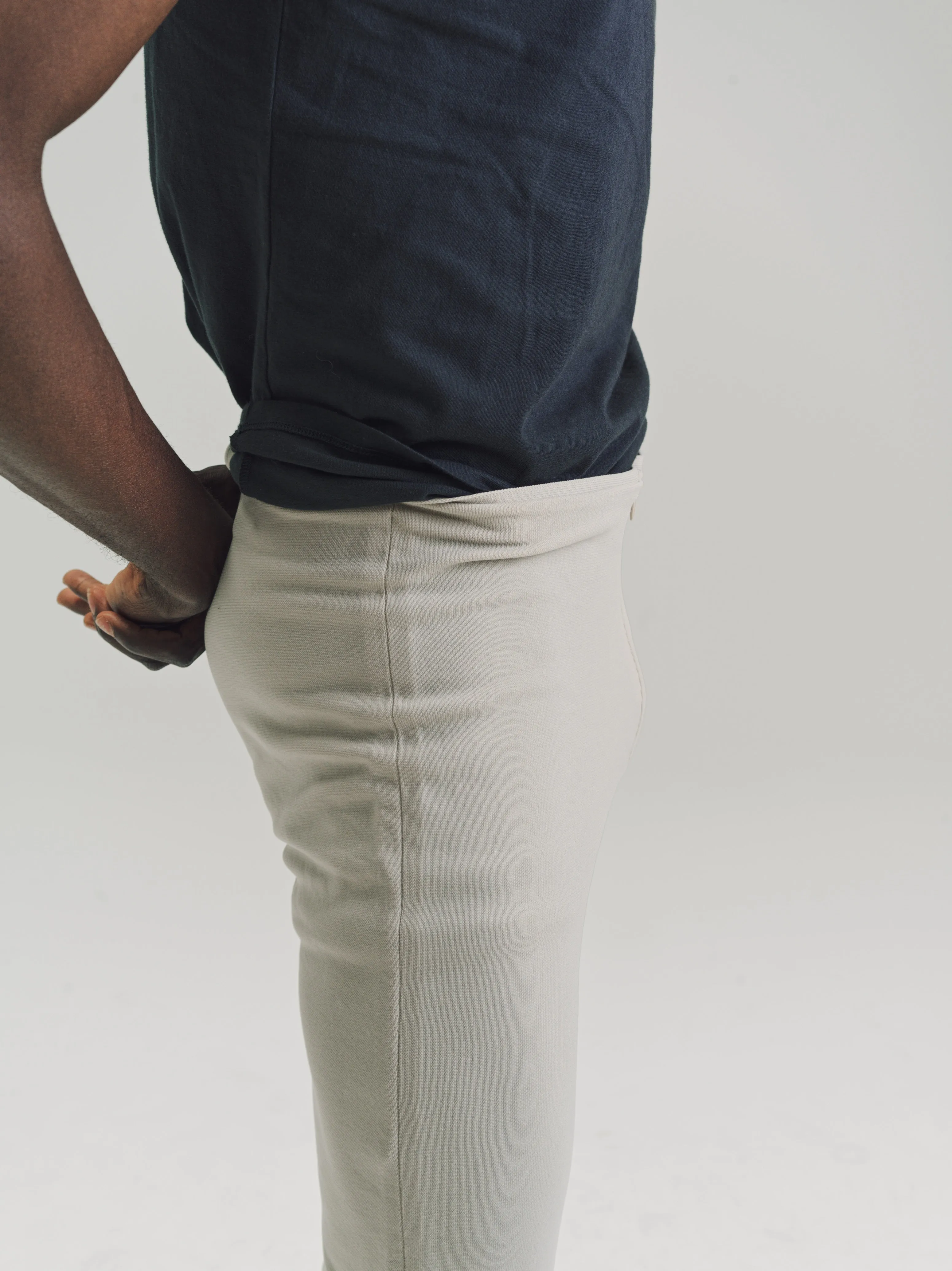 Beige Nylon No.152 Knitted Zipper Trousers