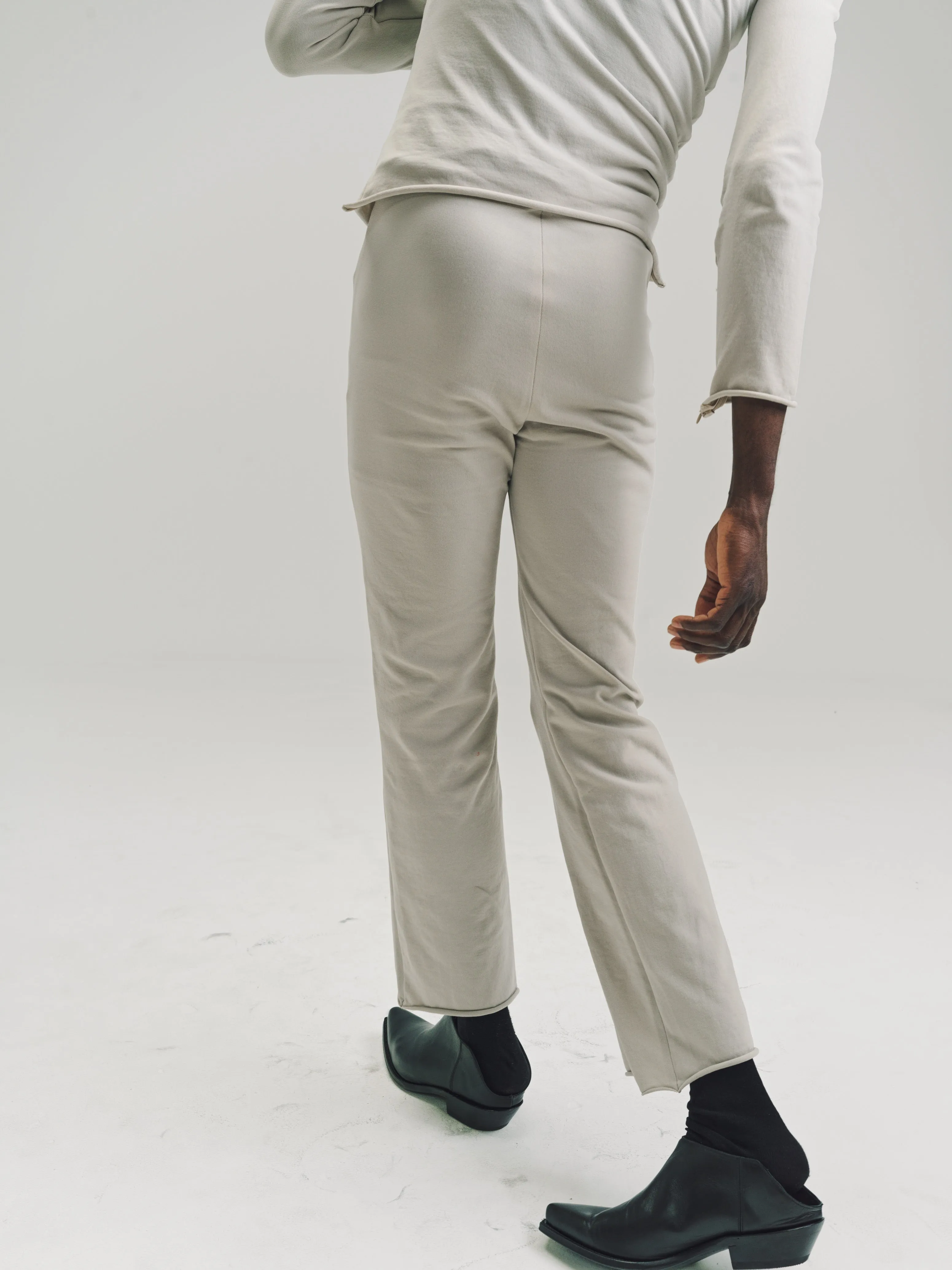Beige Nylon No.152 Knitted Zipper Trousers