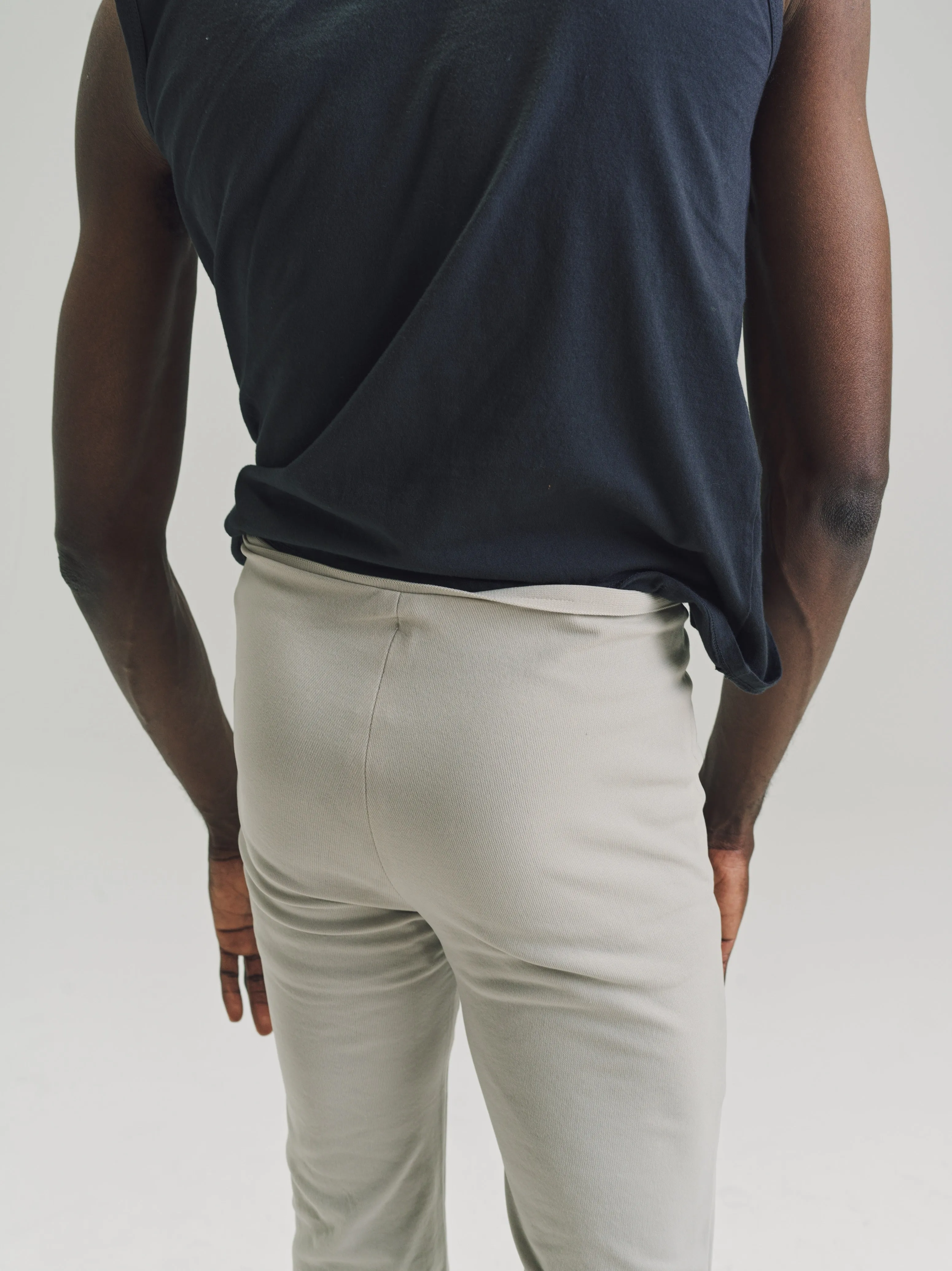 Beige Nylon No.152 Knitted Zipper Trousers
