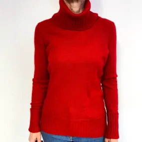 Berry Red Cashmere Polo Neck Jumper Medium
