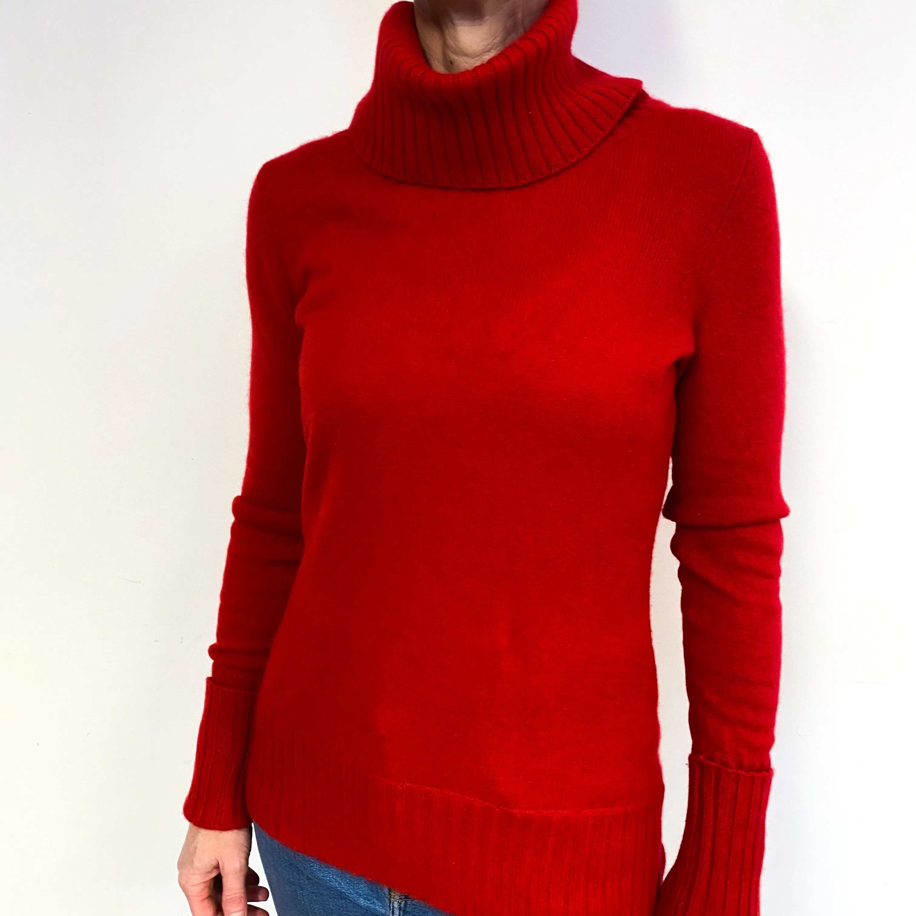 Berry Red Cashmere Polo Neck Jumper Medium