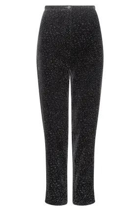 Black and Silver Sparkle Velvet Narrow Leg Trousers  - Pandora