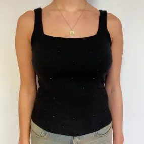 Black Beaded Cashmere Vest Small