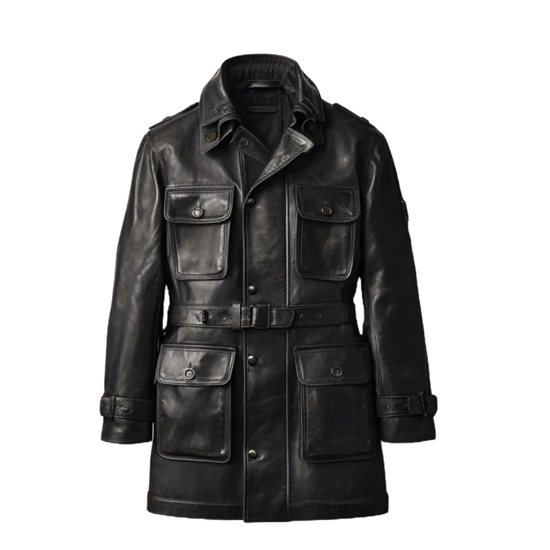Black Utility Coat – Functional Elegance in Handcrafted Leather | El Zoro
