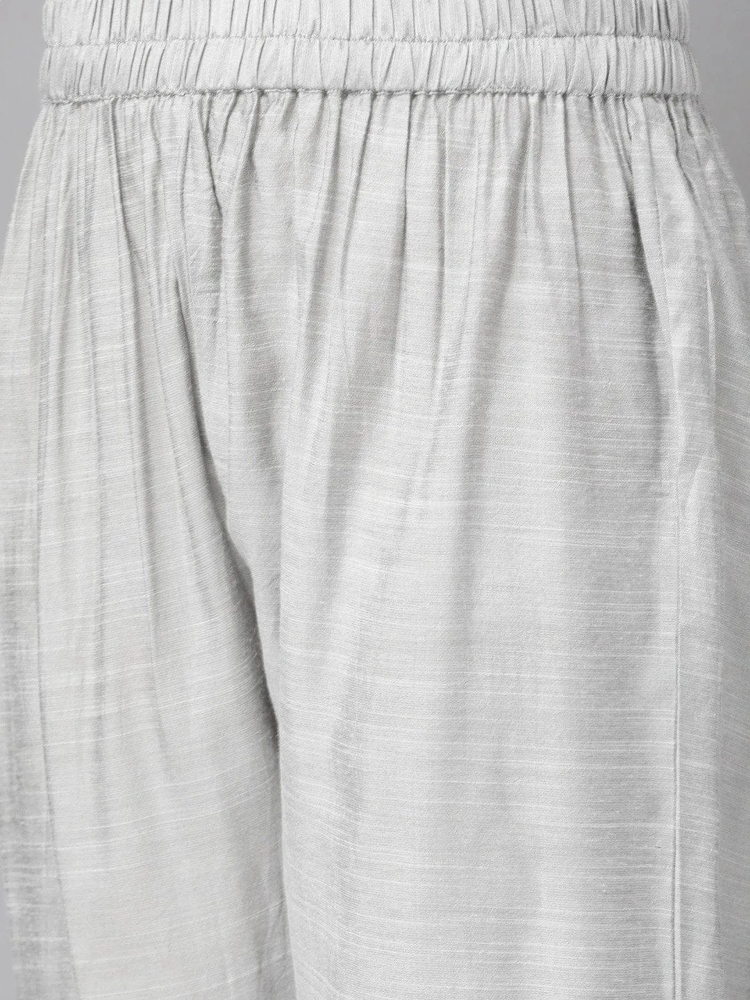 Blue & Grey Ethnic Motifs Yoke Design Kurta with Trousers & Dupatta