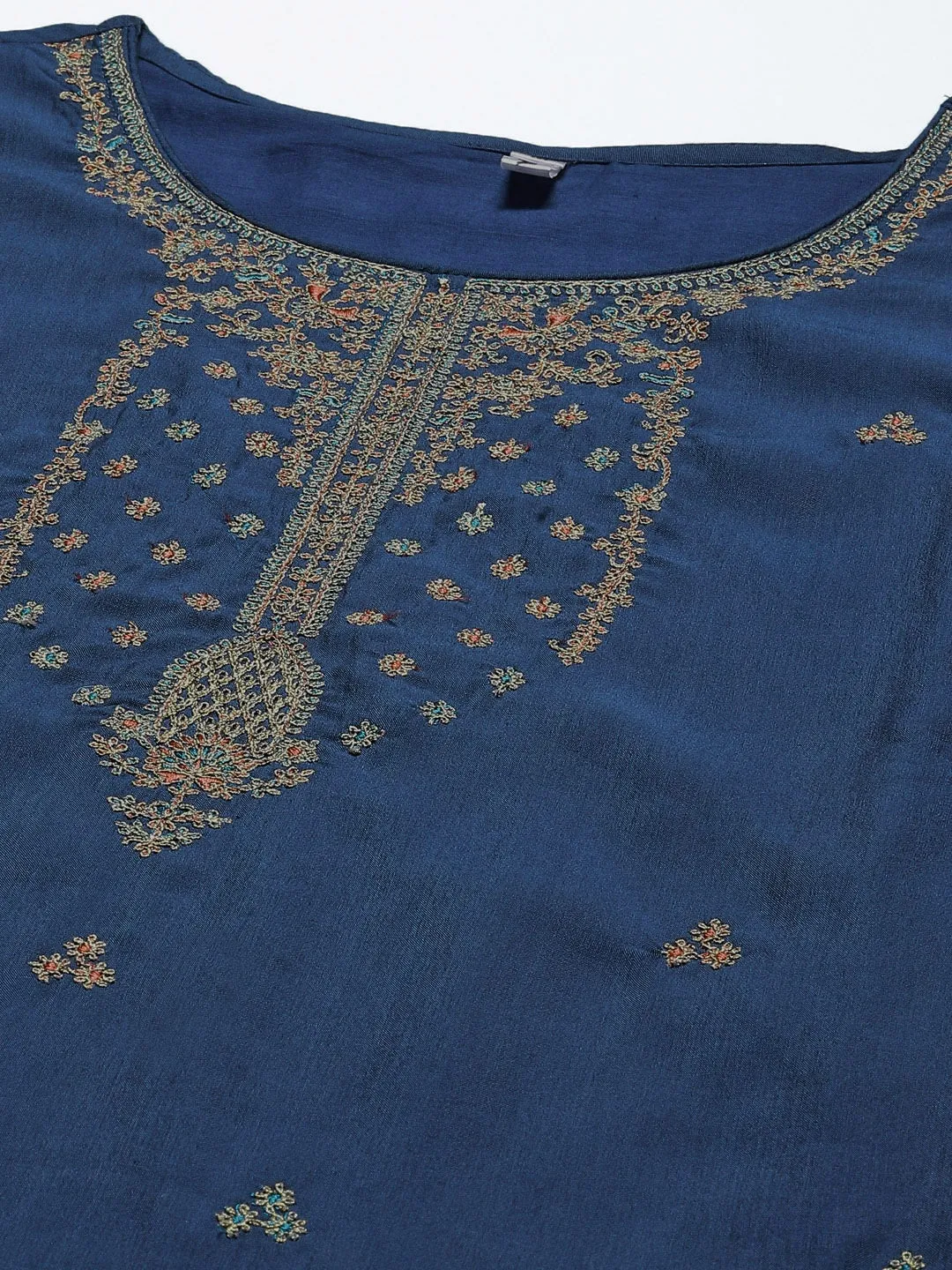 Blue Ethnic Motifs Embroidered Dupatta Set