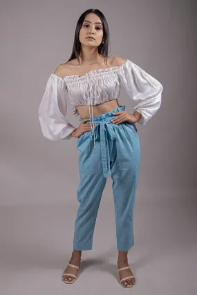 Blue Paper Bag Trousers