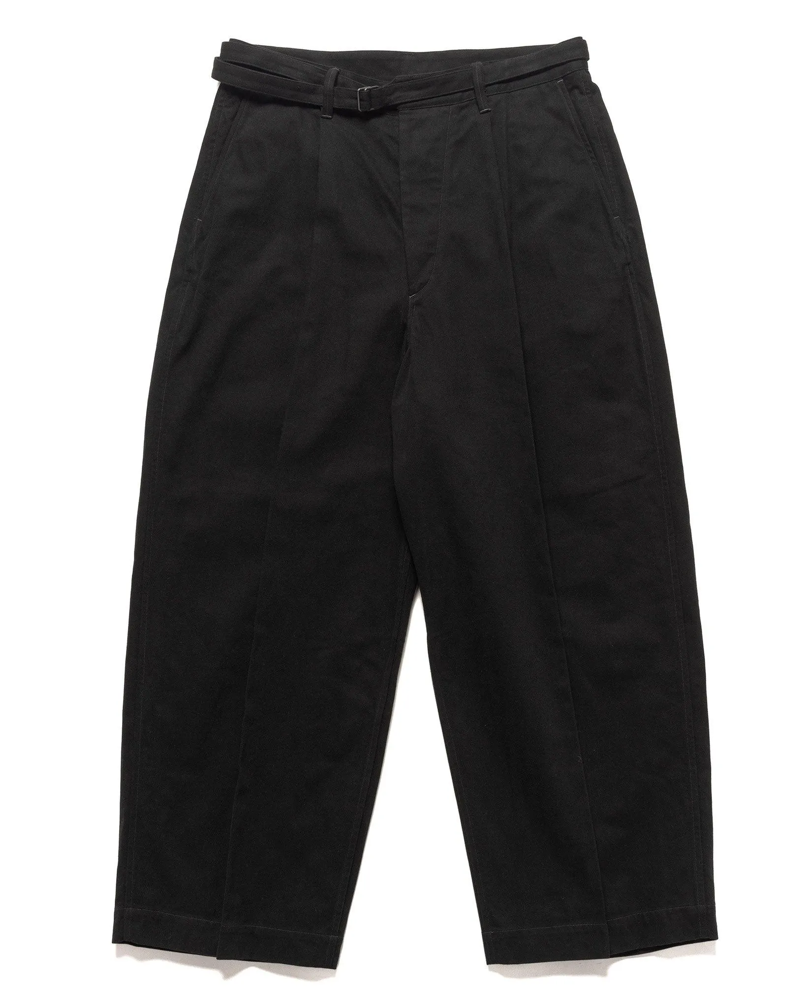 Brushed Twill Belted Trousers Black