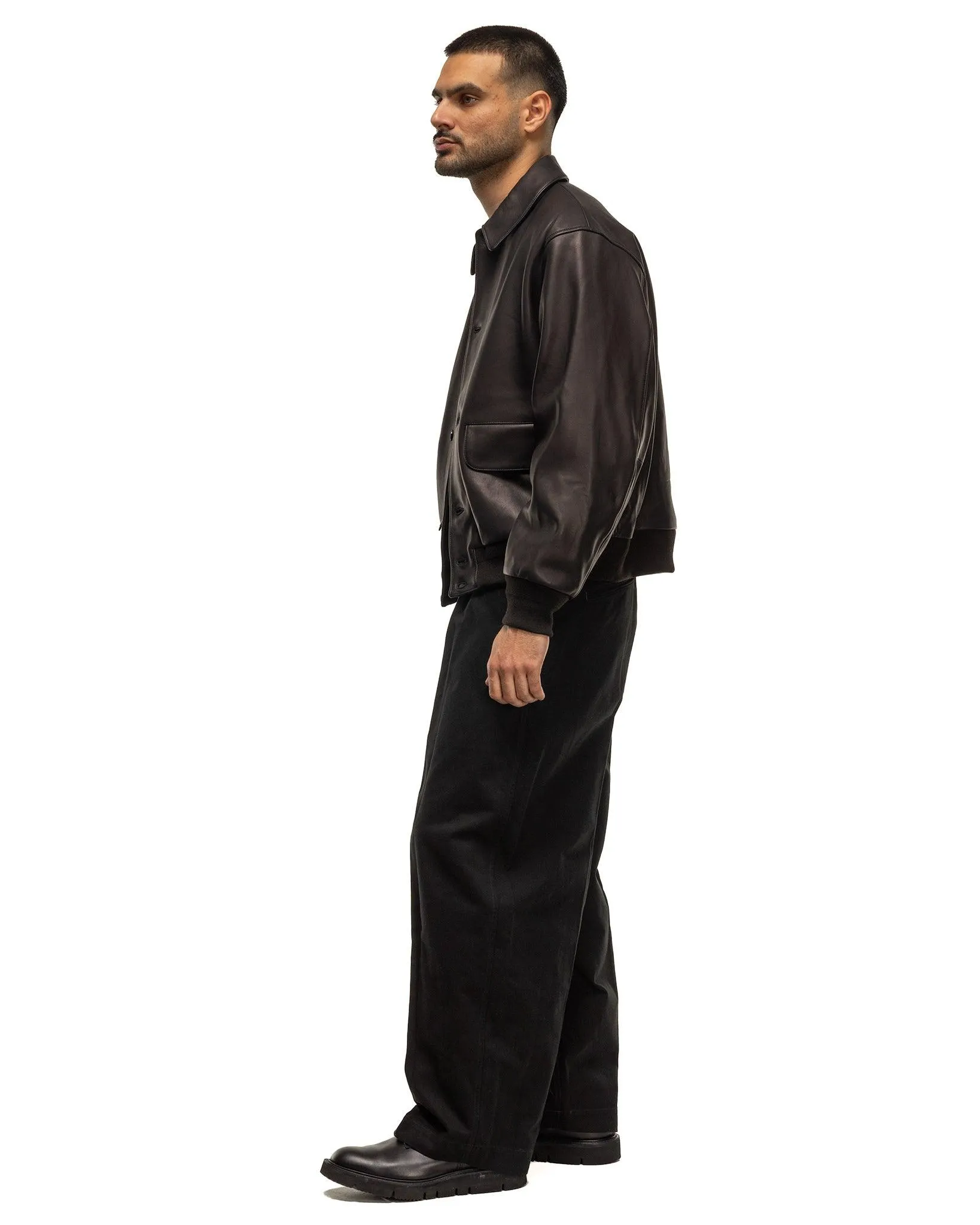 Brushed Twill Belted Trousers Black