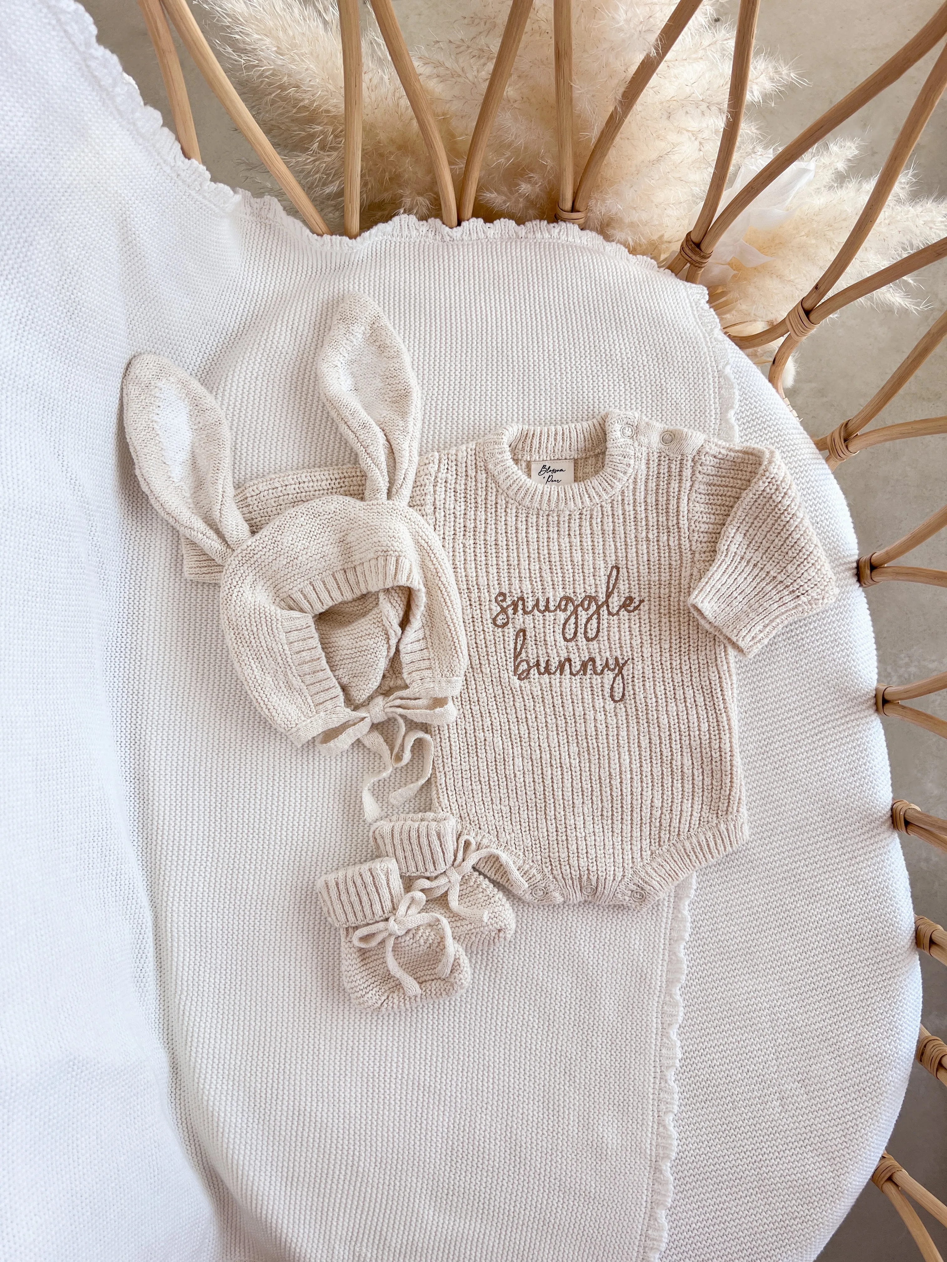 Bunny Ear Knit Bonnet - Honey