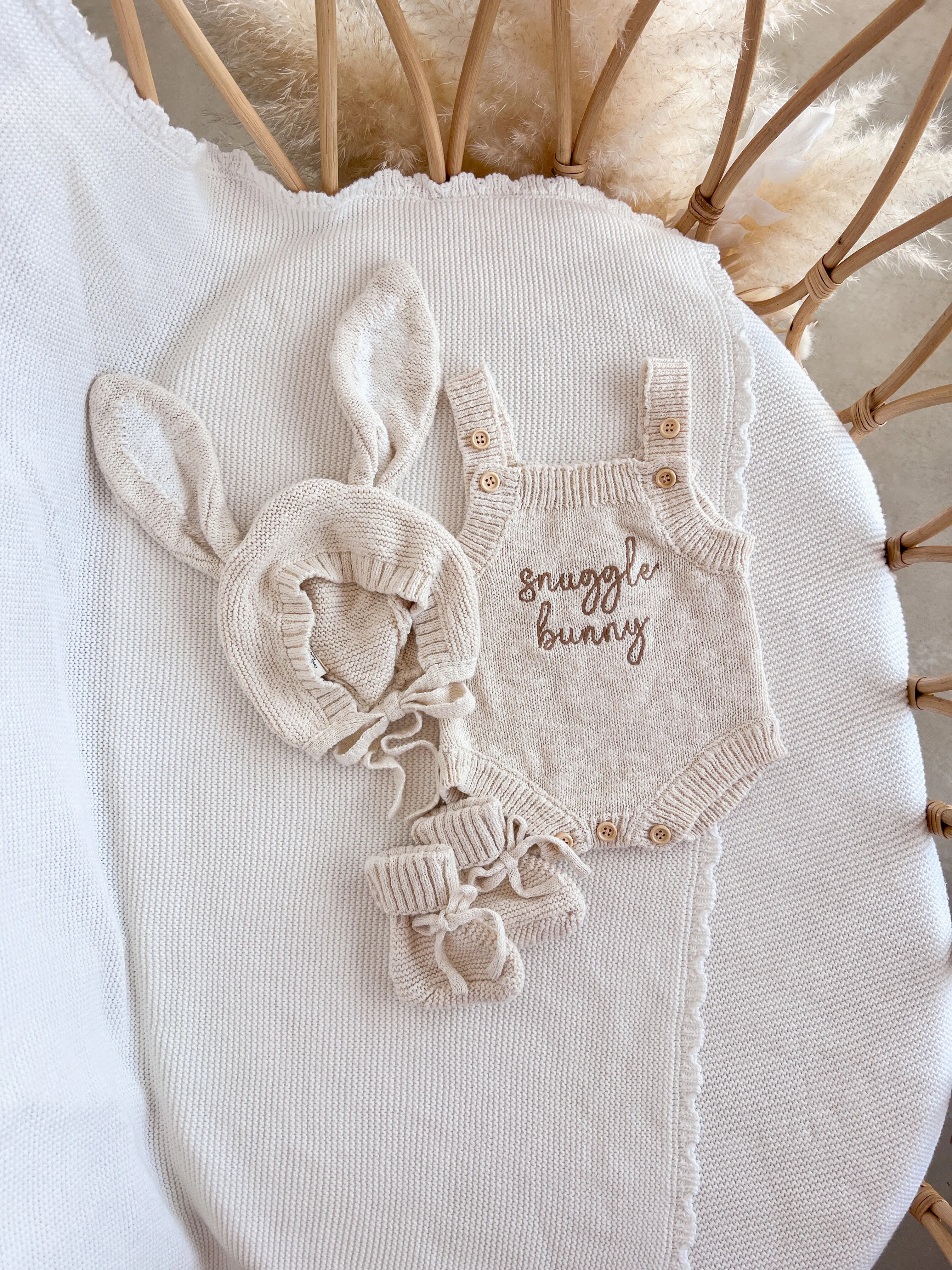 Bunny Ear Knit Bonnet - Honey