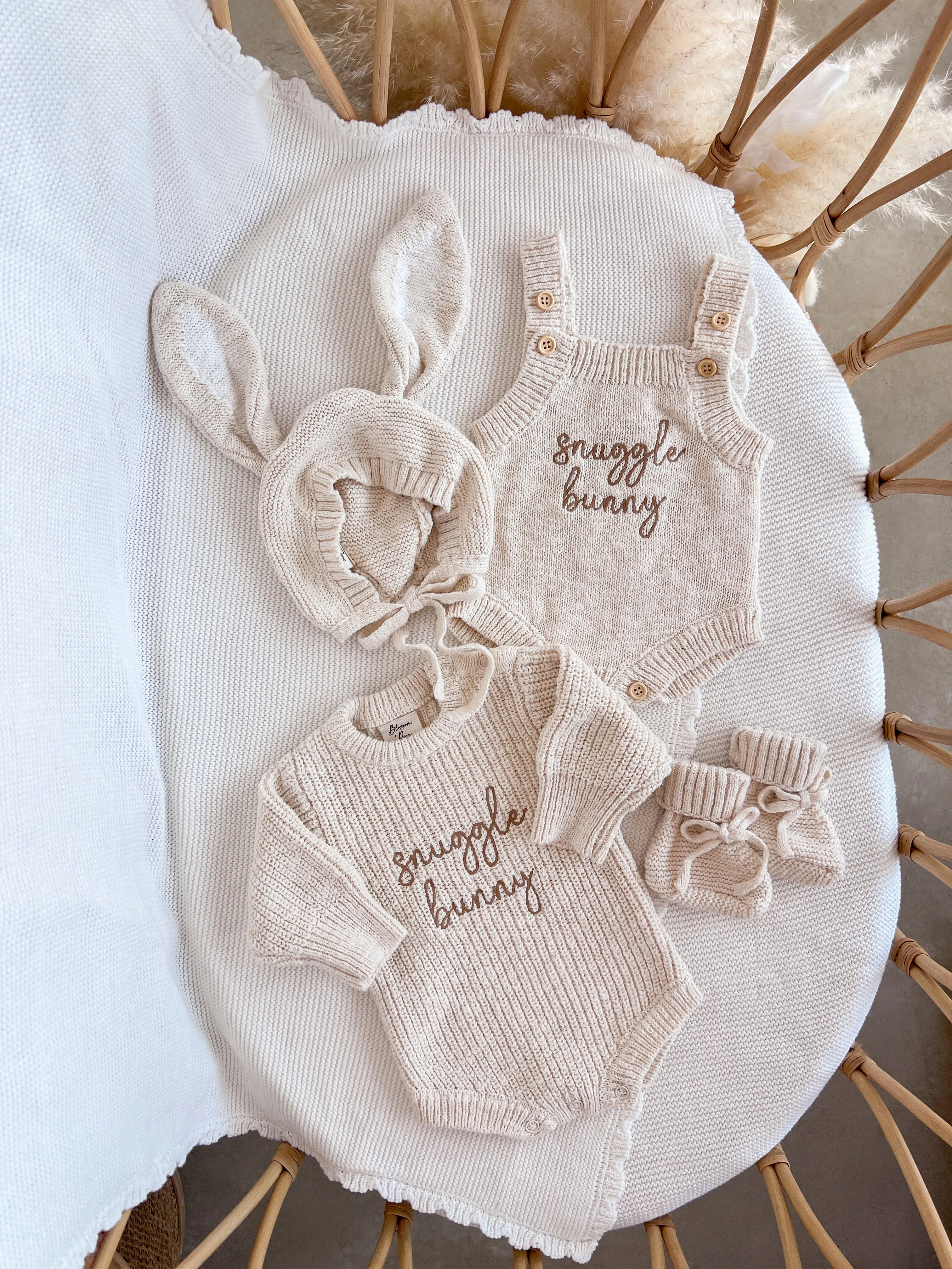 Bunny Ear Knit Bonnet - Honey