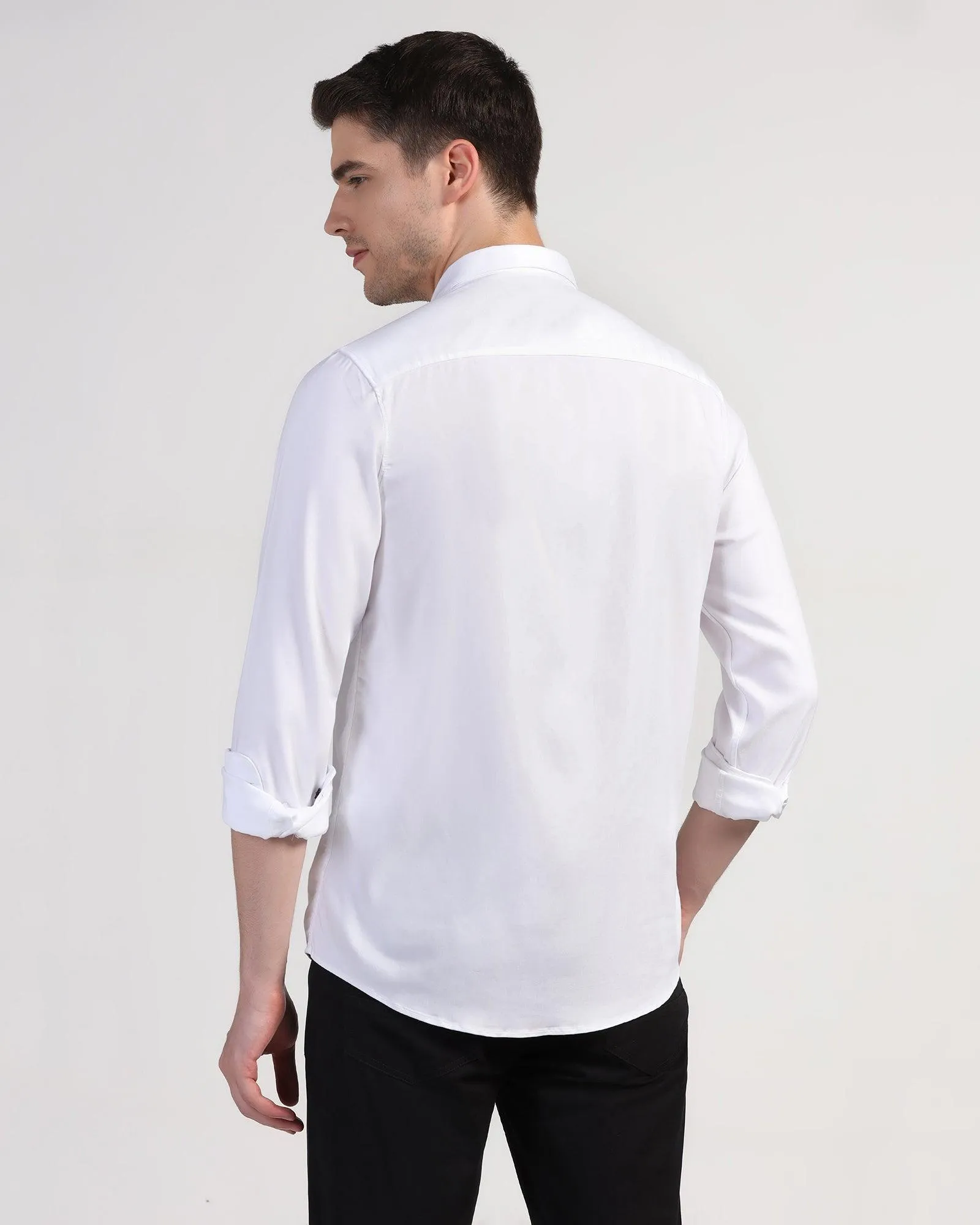 Casual White Solid Shirt - Sula
