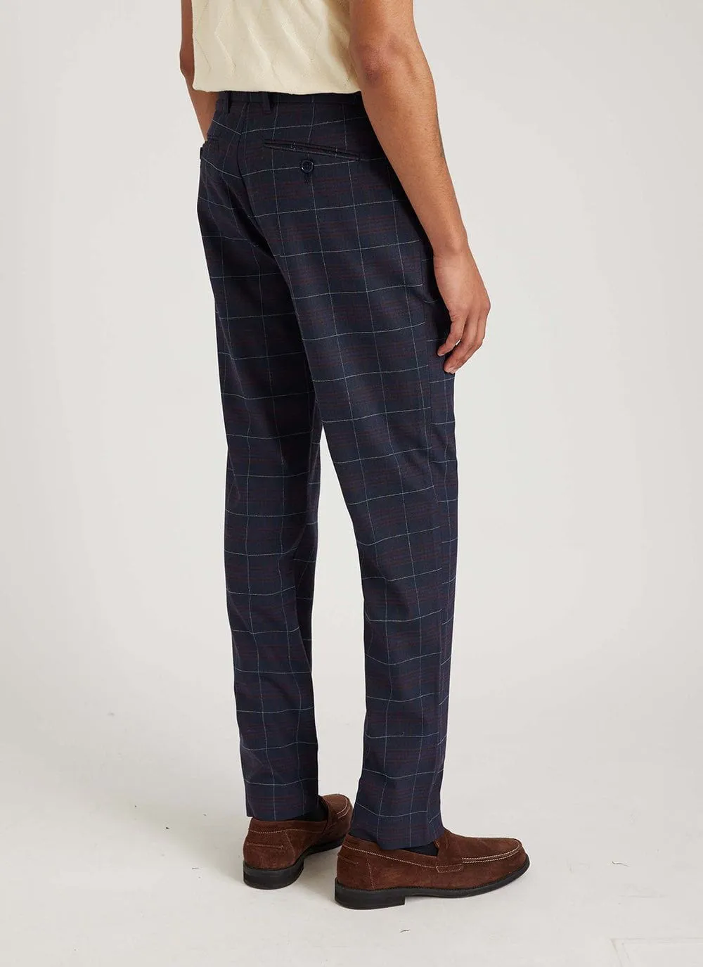Check Tailored Trousers | Navy