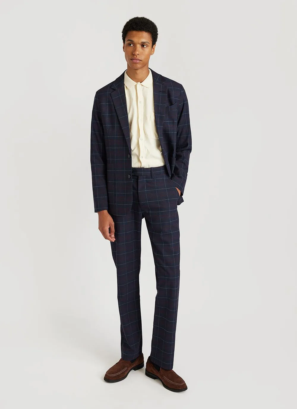 Check Tailored Trousers | Navy