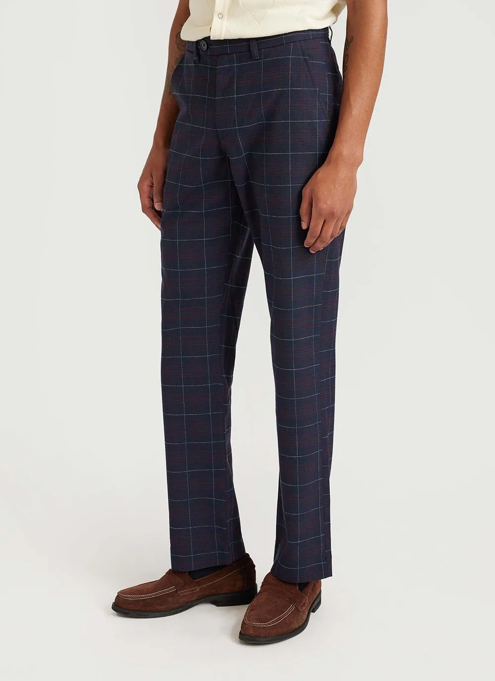 Check Tailored Trousers | Navy