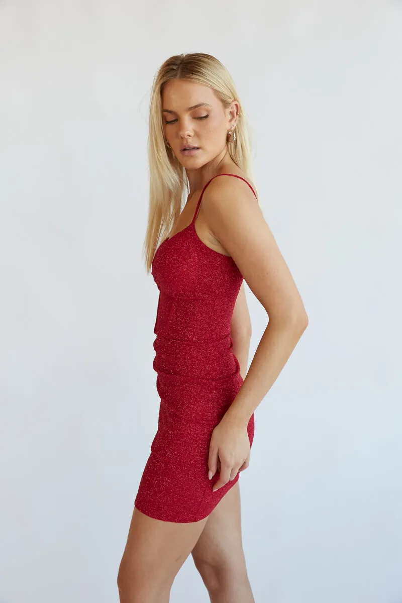 Clara Glitter Corset Bodycon Mini Dress