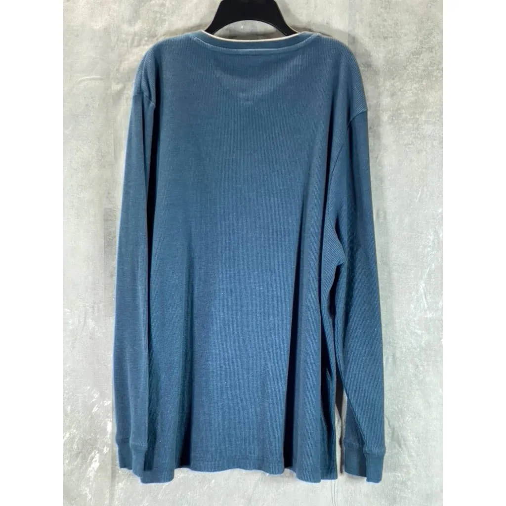 CLUB ROOM Men's Blue Wing Thermal Henley Pullover Long-Sleeve Shirt SZ 2XL