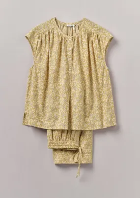 Collage Floral Cotton Pyjamas | Pale Gold