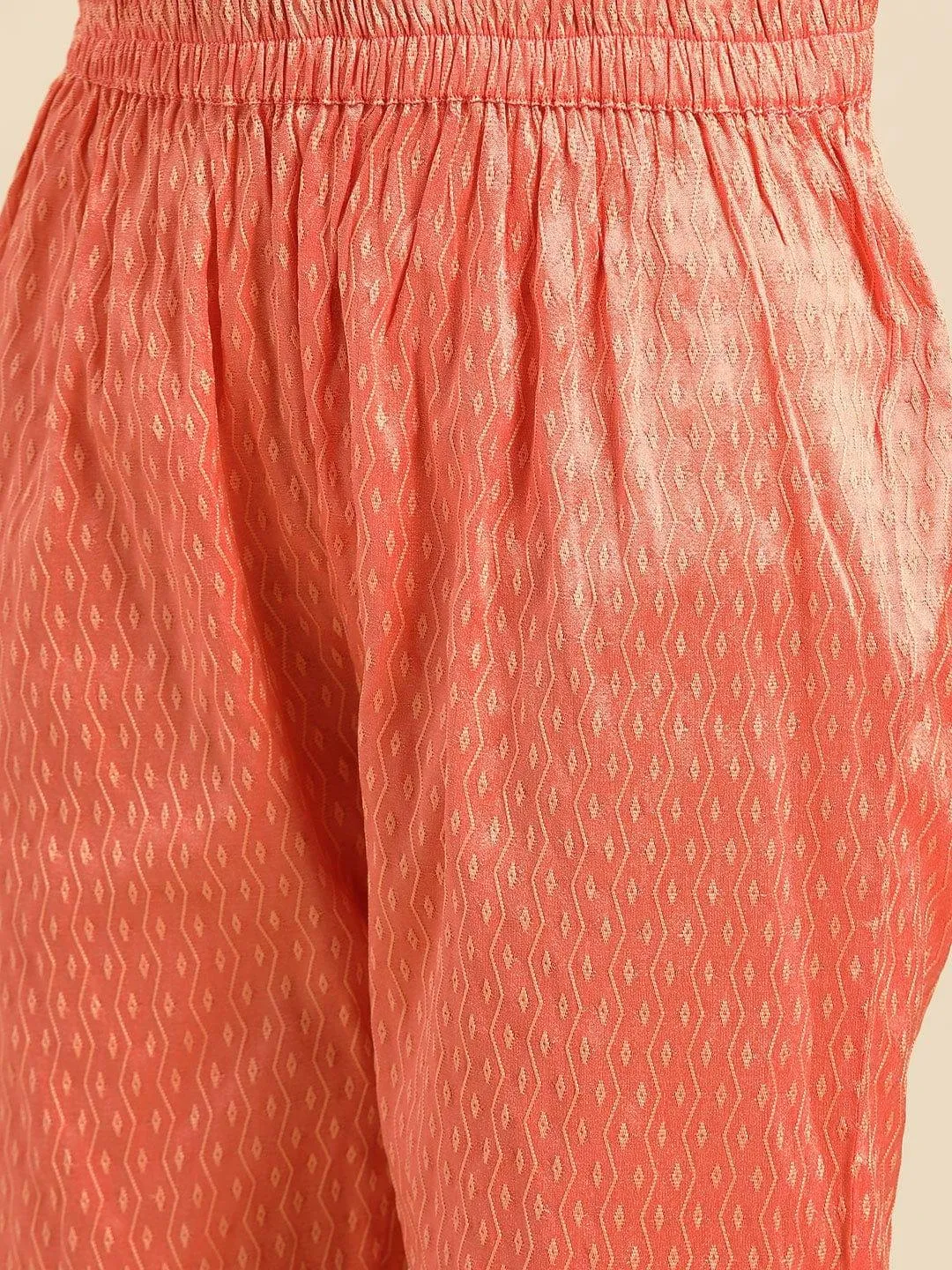 Coral Self Design Kurta with Trousers & Dupatta