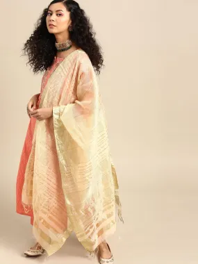 Coral Self Design Kurta with Trousers & Dupatta