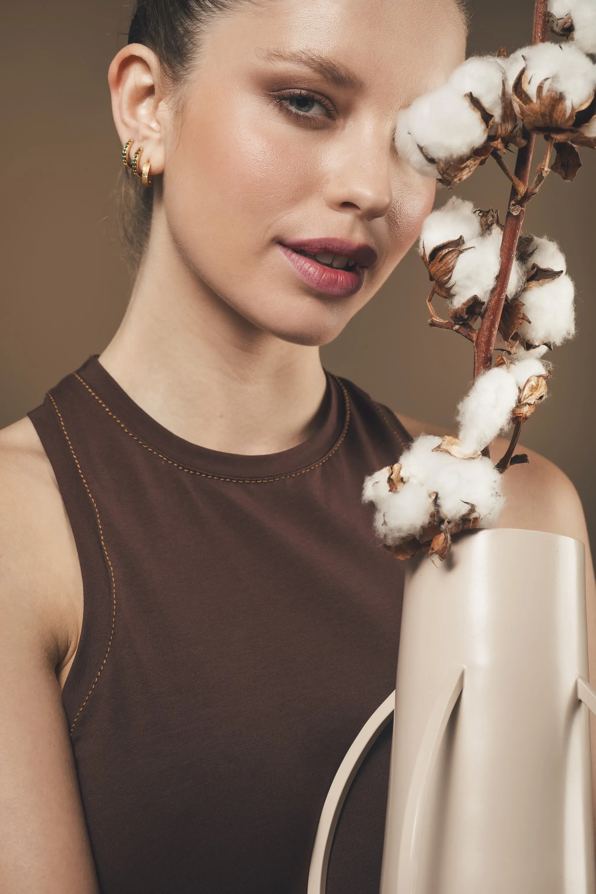 Cotton Tank Top | Brown