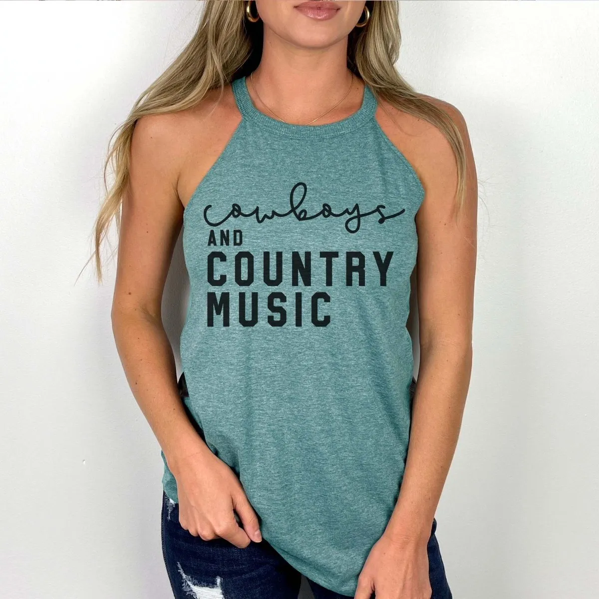 Cowboys And Country Music High Neck Tank