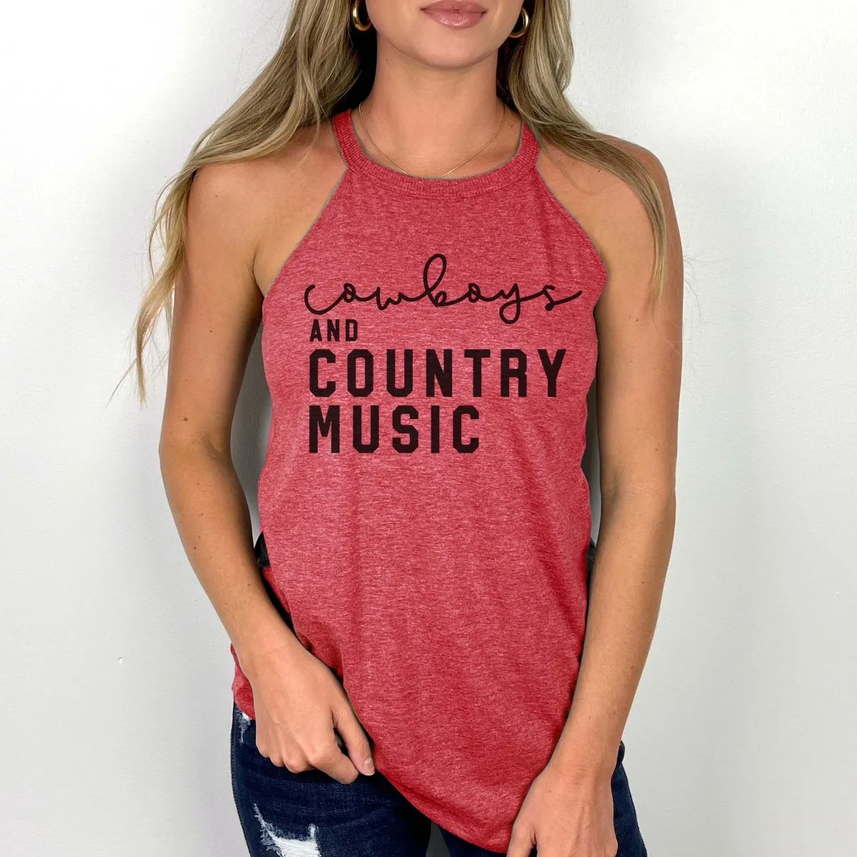 Cowboys And Country Music High Neck Tank