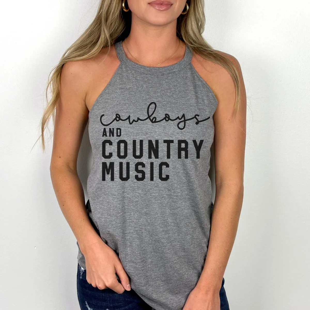 Cowboys And Country Music High Neck Tank