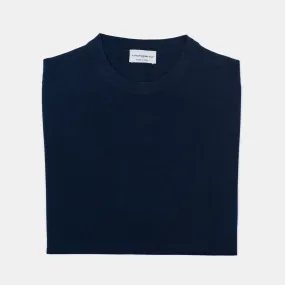Crewneck in Fine Wool & Silk - Navy