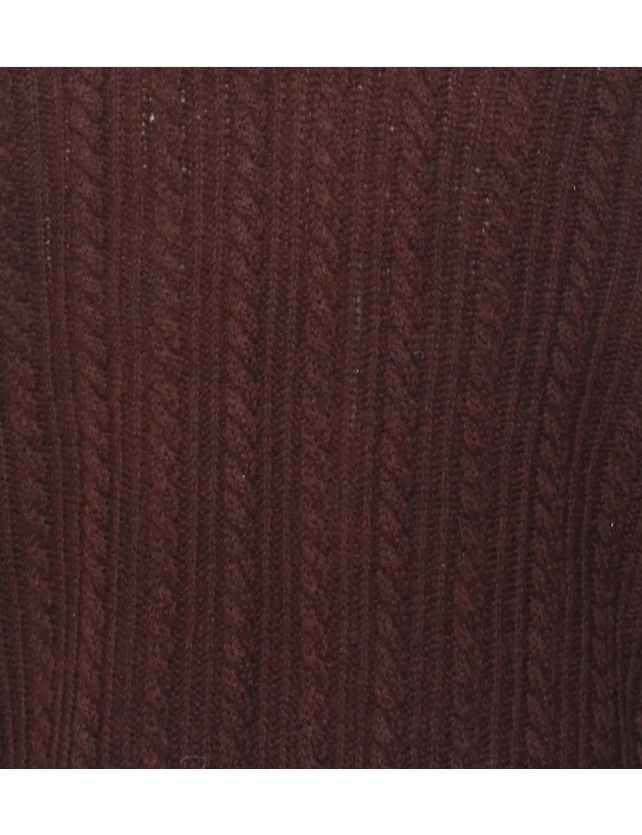 Dark Brown Cable Knit Jumper - L