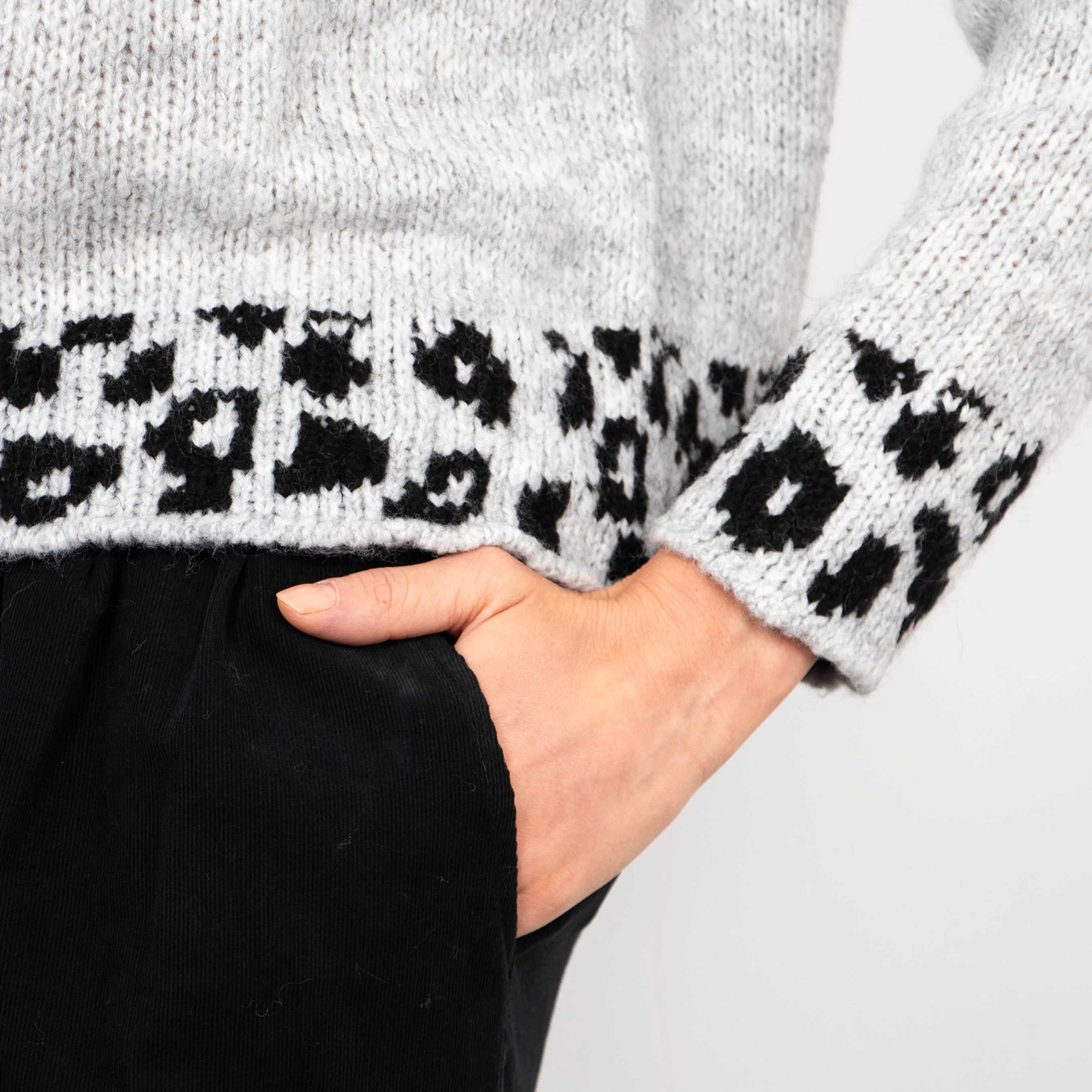 Della Wide Leg Cropped Trousers - Black, Babycord