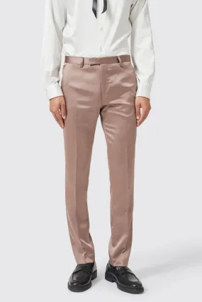 Draco Skinny Fit Rose Gold Sateen Trousers